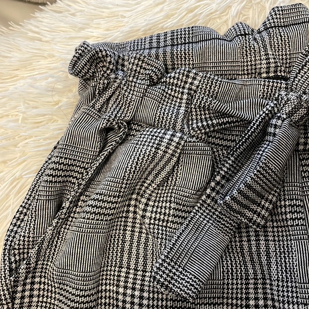 Stylish Black and White Checkered Women's Trousers